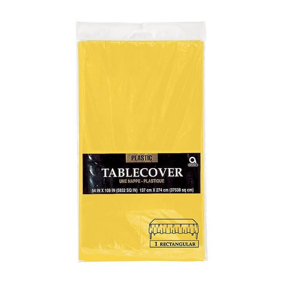 Bright Yellow Plastic Tablecover, 54"-108" - Party Supplies