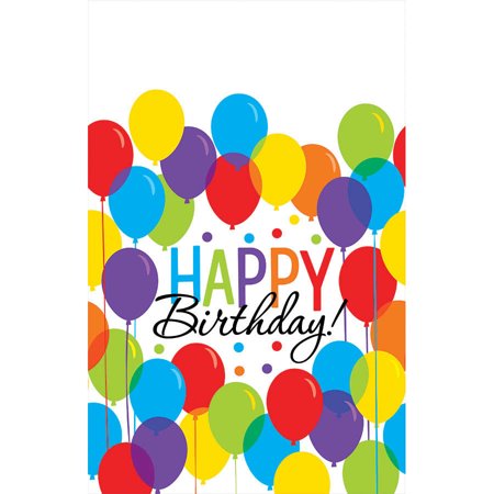 Amscan 570014 Rainbow Balloonatic Birthday Bash Table Covers - Pack of 18