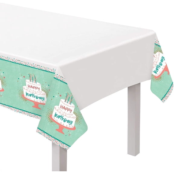 Amscan 572706 Happy Cake Day Table Cover, 102-inch Length, Plastic