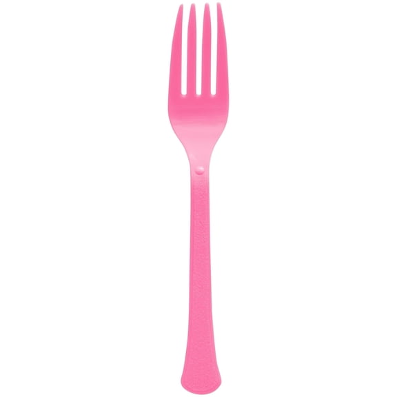 Amscan 8017.103 Premium Bright Pink Plastic Forks, 50ct