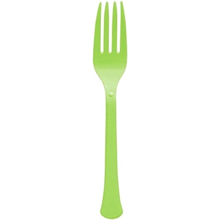 Amscan 8017.53 Premium Kiwi Green Plastic Forks, 50Ct