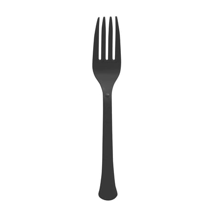 Amscan 8017 Solid Heavyweight Plastic Forks, Jet Black, 50 Forks Per Pack, Case Of 3 Packs