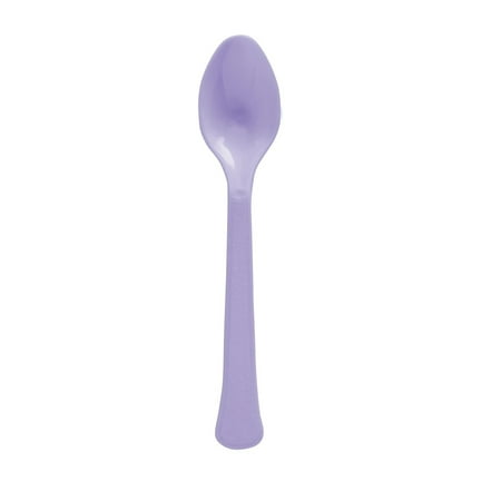 Amscan 8018 Solid Heavyweight Plastic Spoons, Lavender, 50 Spoons Per Pack