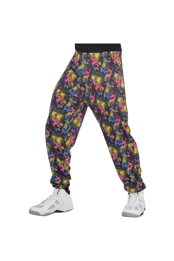 80s Neon Muscle Pants for Men, Halloween Costume Accessory, Small/Medium, With Paint-Splatter Print