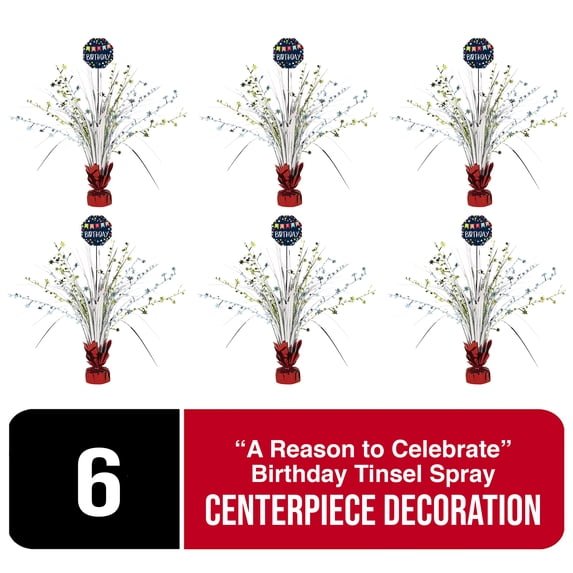 Amscan “A Reason to Celebrate” Birthday Tinsel Spray Centerpiece
