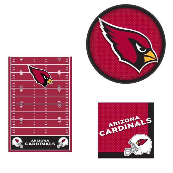 Amscan Arizona Cardinals Basic Party Kit, 1 Count Table Cover, 18 Count Dinner Plates & 36 Count Luncheon Napkins