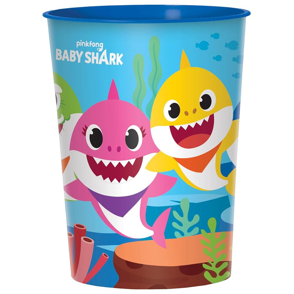 Amscan Baby Shark Plastic Favor (16 Oz.) -1 Pc.| Perfect For Ocean-Themed Celebrations Cup, Blue