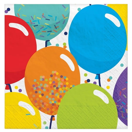 Amscan Balloon Birthday Celebration Beverage Napkins Multicolor 125/Pack (702494)