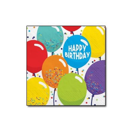 Amscan Balloon Birthday Celebration Lunch Napkins Multicolor 125/Pack (712494)
