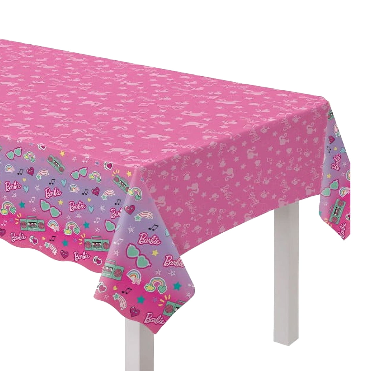 Amscan Barbie Dream Together Vibrant Plastic Table Cover - 54" x 96" (1 Piece) - Versatile, Easy-to-Clean, Perfect for Parties & Themed Occasions