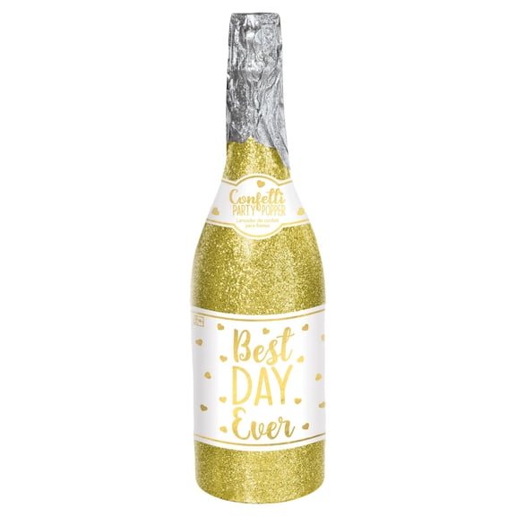 Amscan "Best Day Ever" Champagne Bottle Confetti Cannon Popper, Gold/White