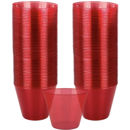 Amscan Big Party Pack Apple Plastic Cups, 9 oz., Red