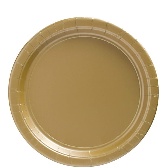 Amscan Big Party Pack Round Paper Plates, 8.5", Gold