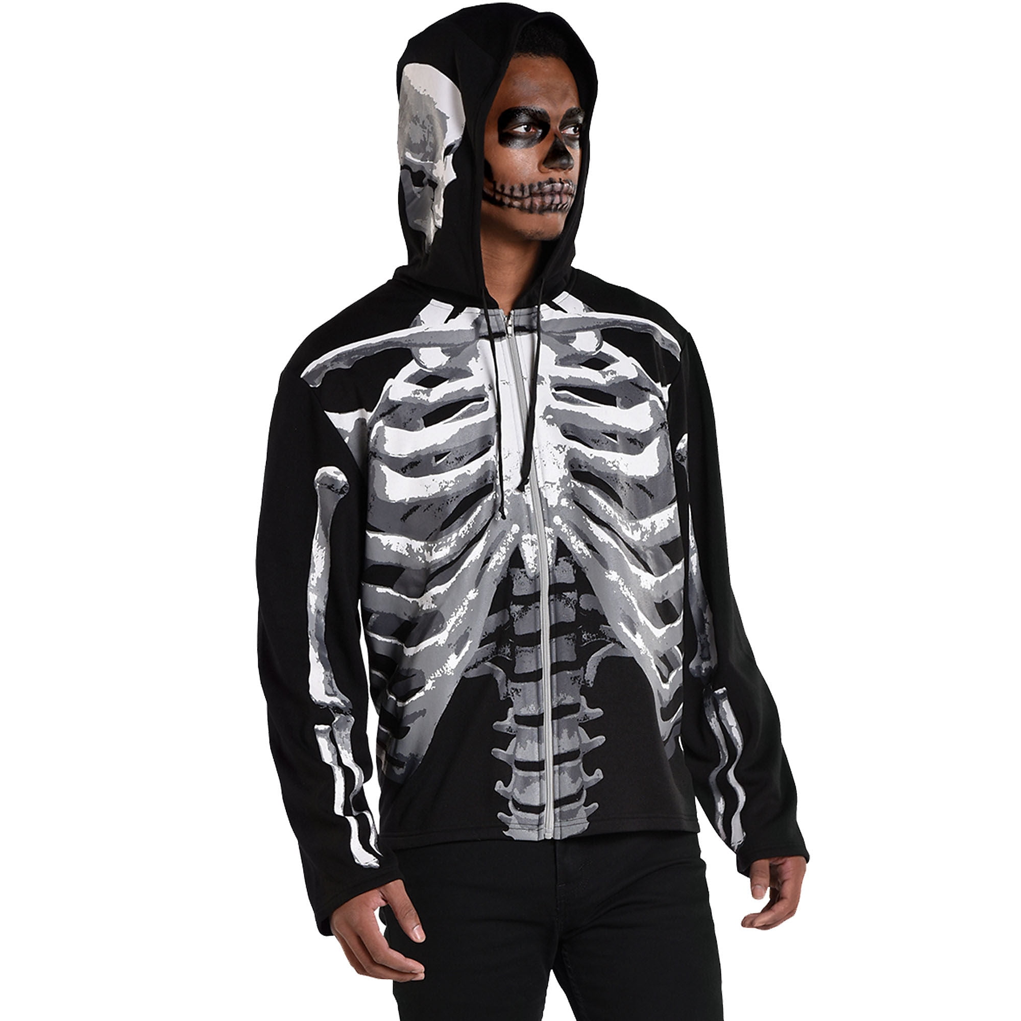 Amscan Black and Bone Hoodie for Men, Halloween Costume Accessory