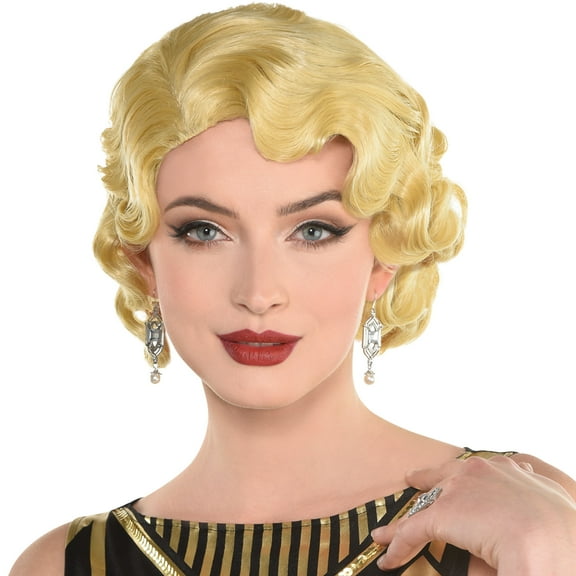 Amscan Blond Finger Wave Wig Halloween Costume Accessory for Women, One Size, Gatsby Party