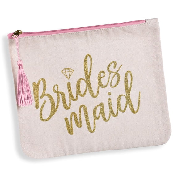 Amscan Bridesmaid Pink Cosmetic Bag - 1 Pc. | Stylish & Unique Makeup Organizer, Perfect Bridal Party Gift & Keepsake