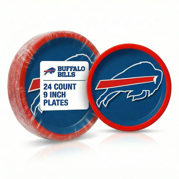 Amscan Buffalo Bills NFL Paper Party Plates – 9" | 24 Count