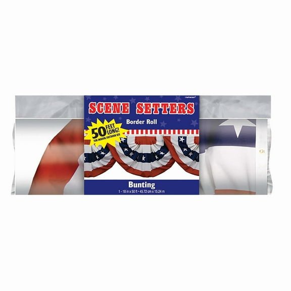 Amscan Bunting Border Roll 18" x 40' Red/White/Blue 2/Pack (672176)