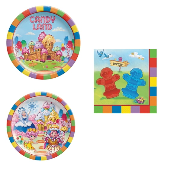 Amscan Candyland Party Kit for 8, 32 Pc Set, Plates 7" & 9", Napkins 5" x 5"