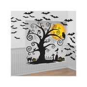 Amscan Cemetery Scene Setter Supplies, 32 Pieces, Include 2 Creepy Photo Booth Backdrop Posters and 30 Black Bat Cutouts