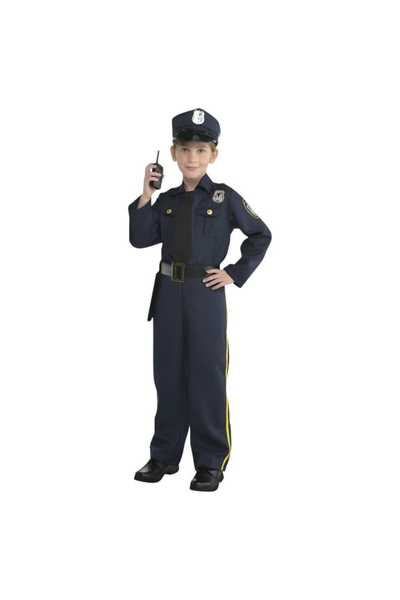 Children's Cops and Robbers Party Police Officer Costume (5 Piece), Navy Blue, Medium (8-10)