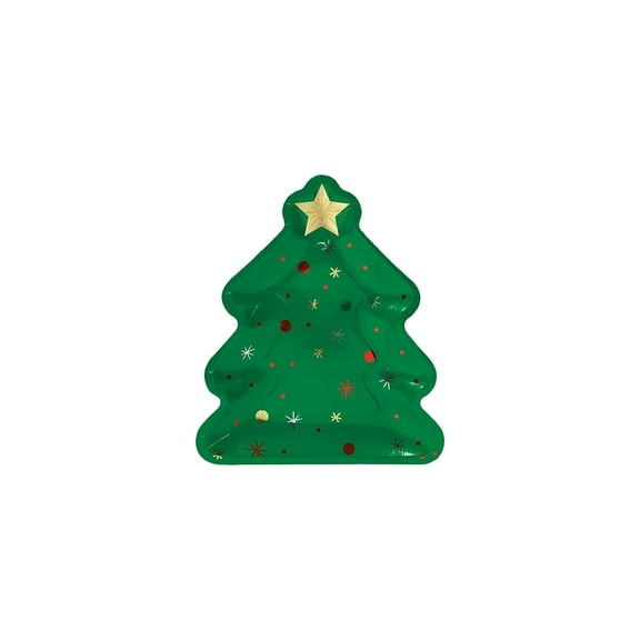 Christmas Tree Extra Large Shaped Paper Plates (8ct)