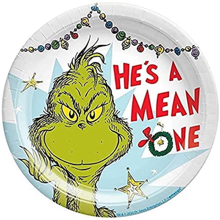 Grinch-Inspired Round Party Plates (8-Pack) - 7 Inch, Featuring Max, For Christmas & Holiday Celebrations