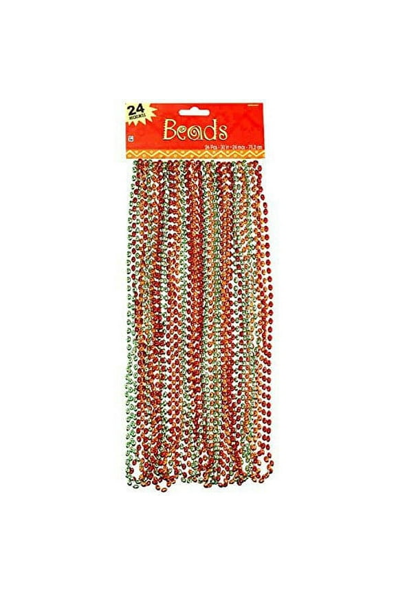 Cinco De Mayo Fiesta Party Metallic Beaded Necklaces (24 Piece), Multi Color, 17.3 x 6.5"