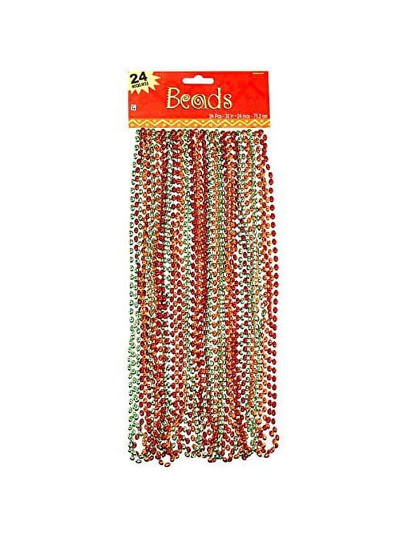 Cinco De Mayo Fiesta Party Metallic Beaded Necklaces (24 Piece), Multi Color, 17.3 x 6.5"