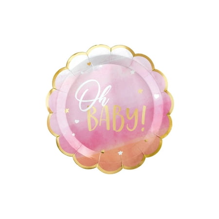 Amscan Collection Oh Baby Plate 10.5" Shaped Girl 8pc Paper