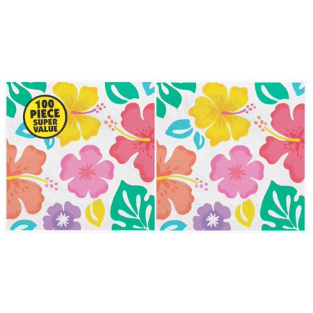 Amscan Collection Summer Hibiscus Napkin Luncheon Value Pack 100pc