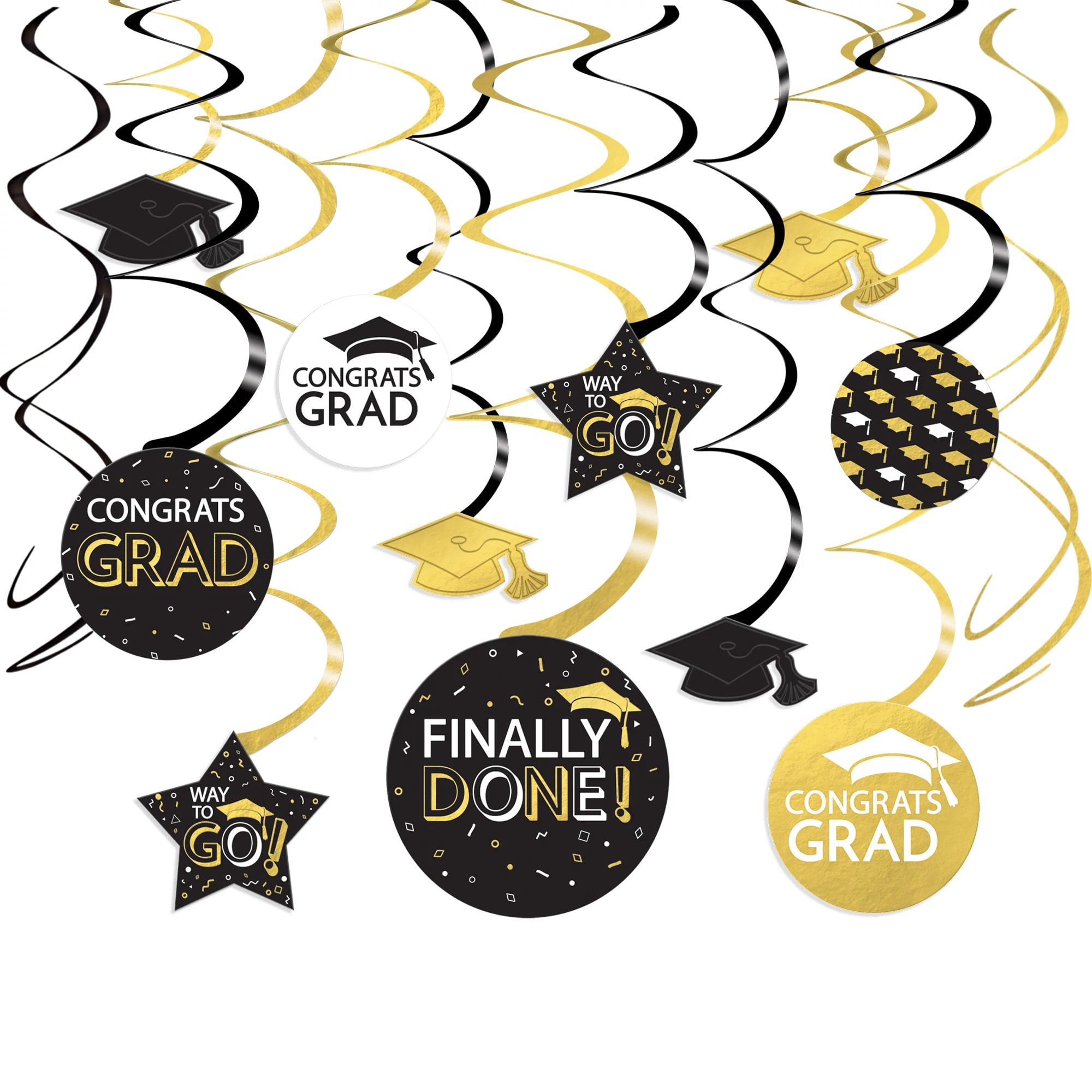 Amscan Congrats Grad Graduation Swirl Decoration Kit, Multicolor ...