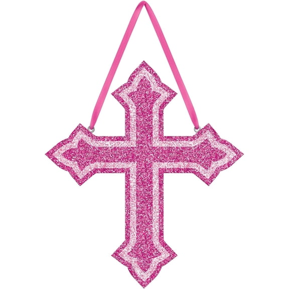 Amscan Cross Sign, 11 1/2"H x 10"W, Pink