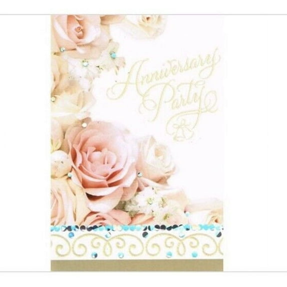 Amscan Dazzling Bouquet Invitations, Wedding Anniversary, 8ct