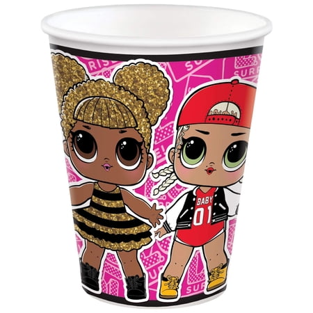 Amscan Dazzling LOL Surprise Together 4 Eva! Multicolor Paper Cups - 9 oz (Pack of 8) - Perfect for Kids Parties & Gatherings