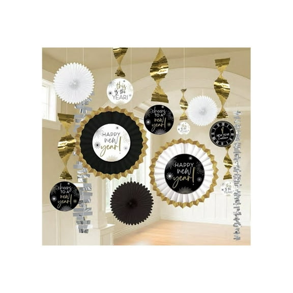 Amscan - Decoration kit - 13 pieces - black, silver, gold