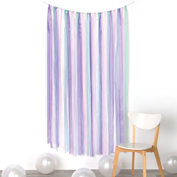 Amscan Deluxe Pastel Ribbon Backdrop for Kids Birthday Party