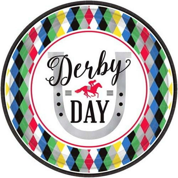 Amscan Derby Day Round Plates, 9" - Pack of 8, Multicolor