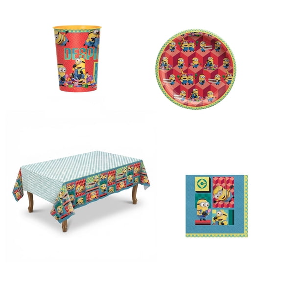 Amscan Despicable Me Minions Budget Party Kit with Table Cover, Plates, Cups and Napkins