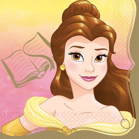 Amscan Disney Princess Belle Luncheon Napkins, 32 Count, 6.5" x 6.5"