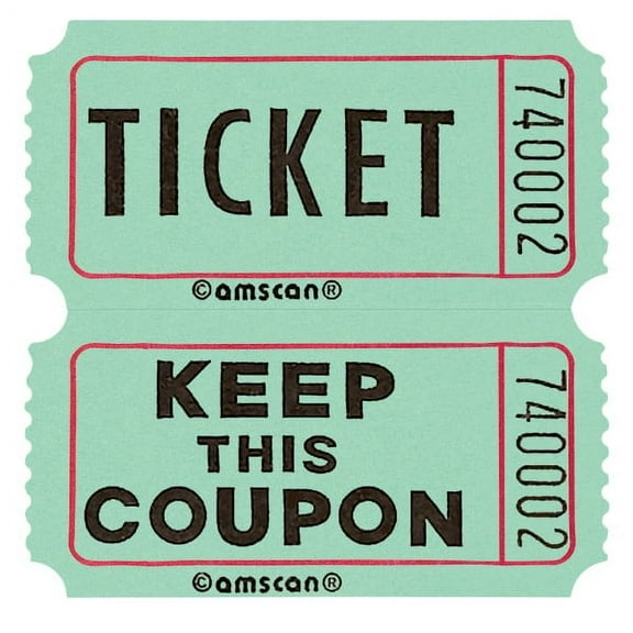Amscan Double Ticket Roll, 6-1/2"H x 6-1/2"W x 2"D, Green, 2,000 Tickets Per Roll