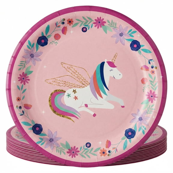 Amscan Enchanting Unicorn Paper Plates, 6.75 in, 24 Count