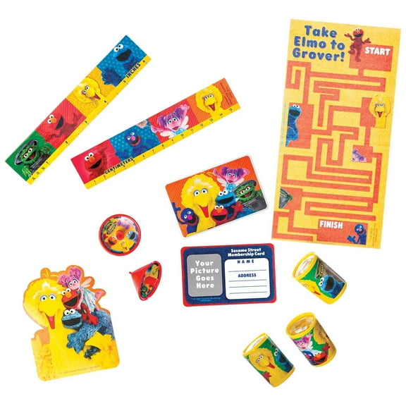 Amscan Everyday Sesame Street Mega Mix Party Favors, Multicolor, 48 Pieces