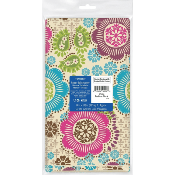 Amscan Fashion Floral Paper Tablecover