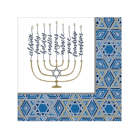 Amscan Festival of Lights Hanukkah Napkin Multicolor 36/Set 2/Pack (822623)