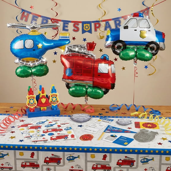 Amscan First Responders Themed Party Kit with Balloons and Tableware, 1 Count