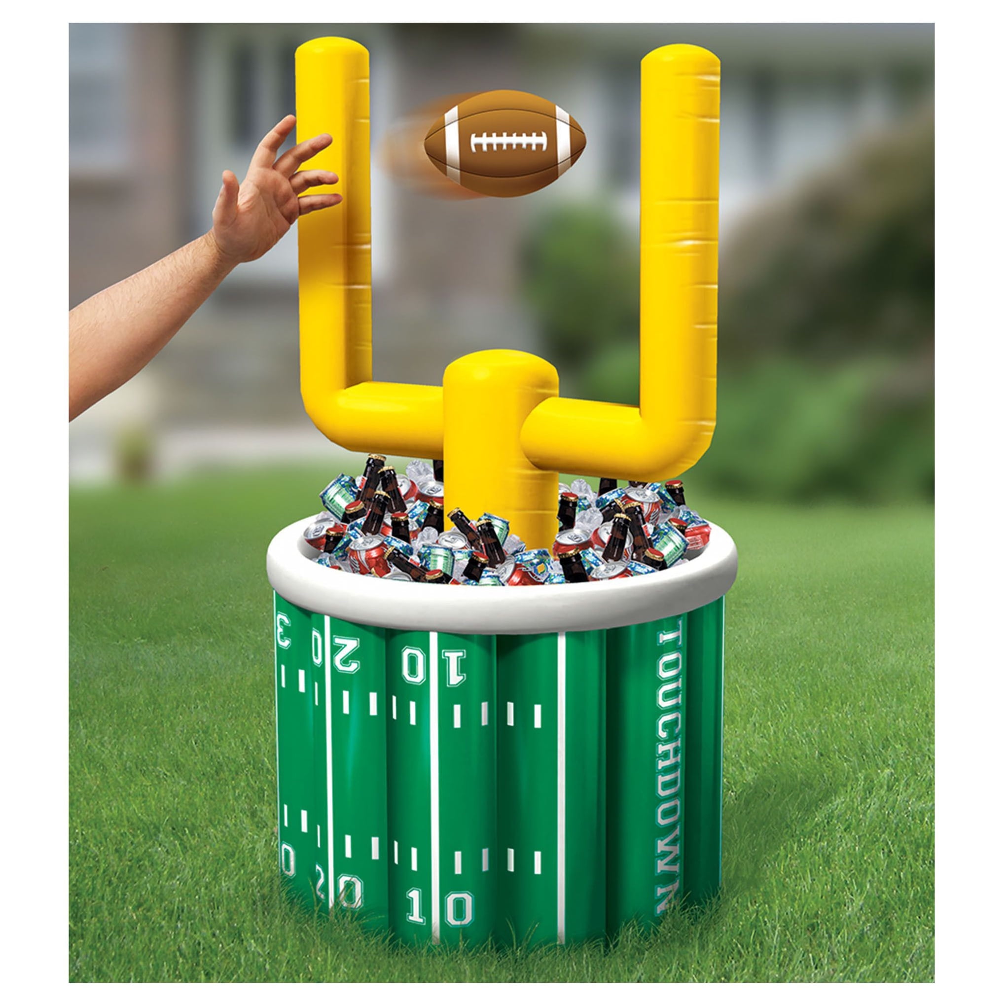 Amscan Holdings Jumbo Inflatable Cooler Ice Chest Water Cooler with Inflatable Football, Green