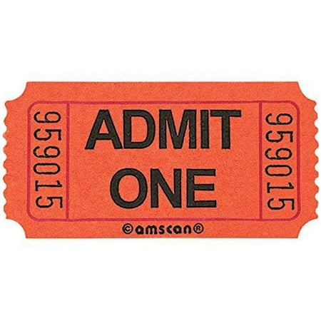 Amscan Fun-Filled Admit One Orange Ticket Roll, 1" x 2"