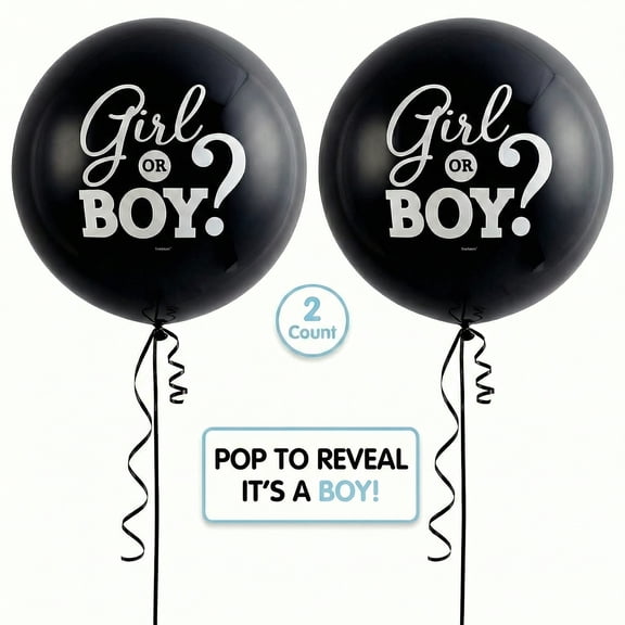 Amscan Gender Reveal Confetti Balloon "Girl or Boy?" Blue Confetti Boy Reveal for Baby Shower 2 Count