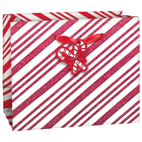 Amscan - Gift bag - small - 5.5 in x 2.64 in x 4.5 in - candy cane stripe